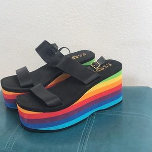 Esord platform rainbow sandals